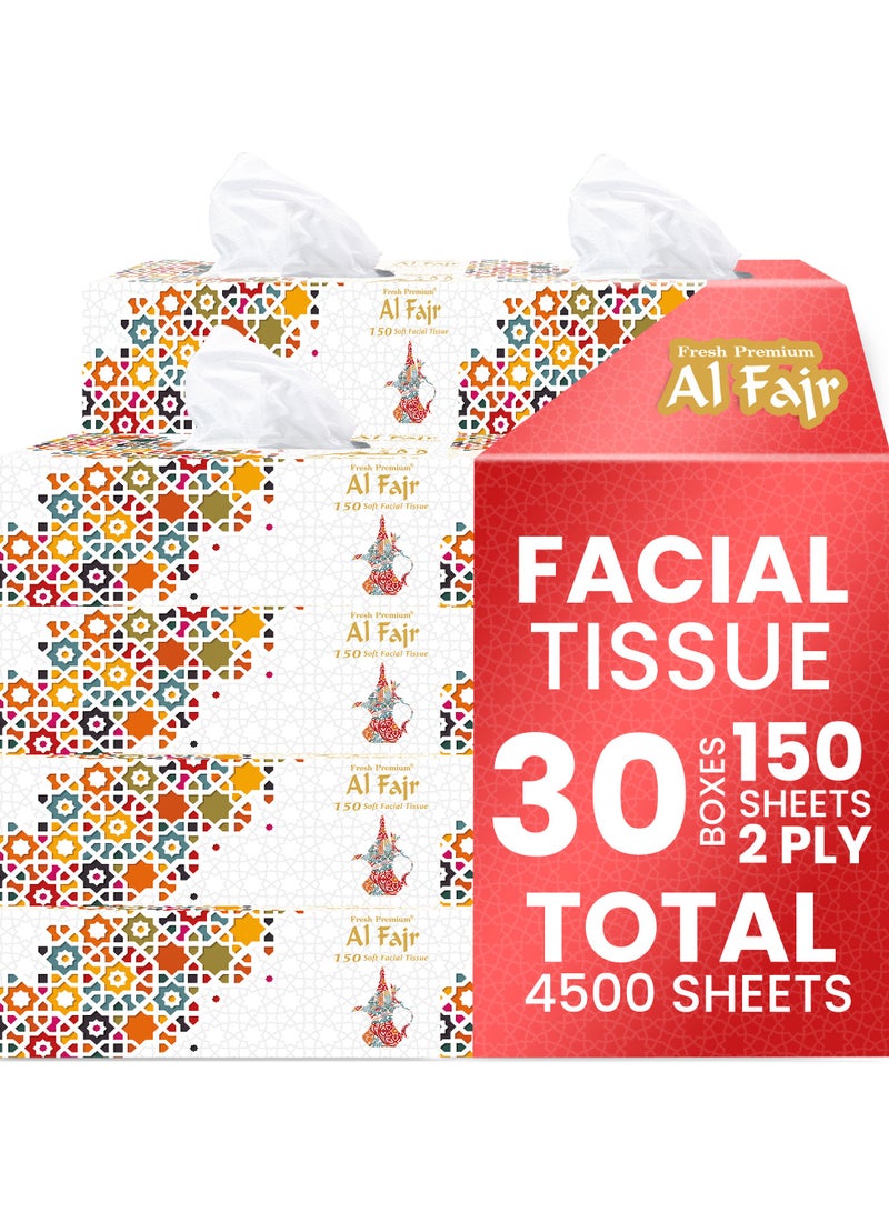 إس إن إتش باكينج علبة مناديل الوجه من الفجر، عبوة من 30 علبة، 150 منديل × طبقتين لكل علبة، إجمالي 4500 منديل. - Image 1